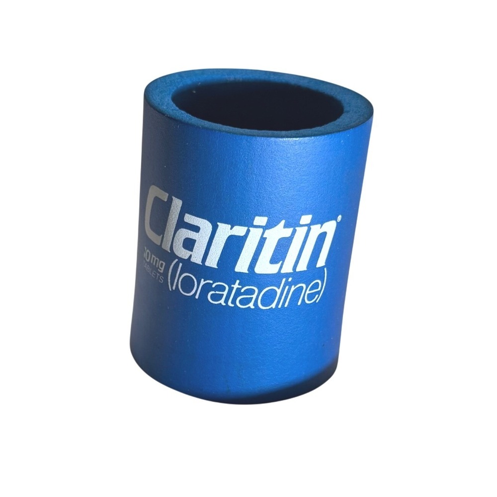 Vintage Claritin Loratadine Can Cooler Coozie Foam Beer Soda Drug Rep Promo